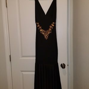 Black with gold details evening gown